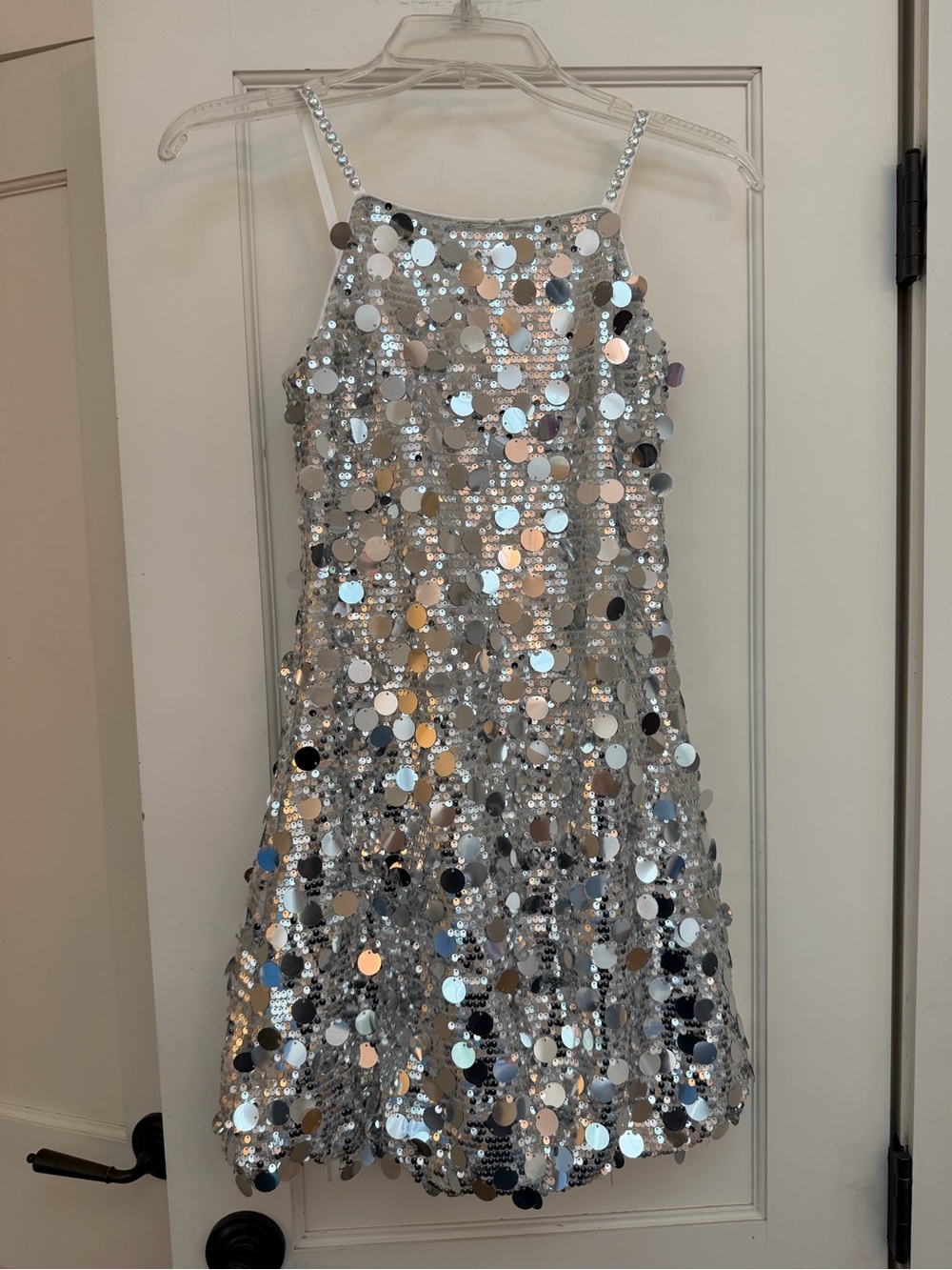 NWT LOLA AND THE BOYS SILVER STARDUST PAILLETTE DRESS SEQUIN PARTY DRESS SIZE 10